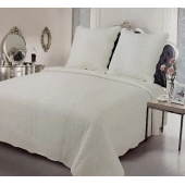 Couvre lit 2 personnes Plaisance 230x250 cm - Boutis coton haut de gamme pour lit double avec 2 taies pour une chambre élégante