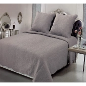 Couvre lit 2 personnes Plaisance 230x250 cm - Boutis coton haut de gamme pour lit double avec 2 taies pour une chambre élégante