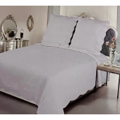 Couvre lit 2 personnes Plaisance 230x250 cm - Boutis coton haut de gamme pour lit double avec 2 taies pour une chambre élégante