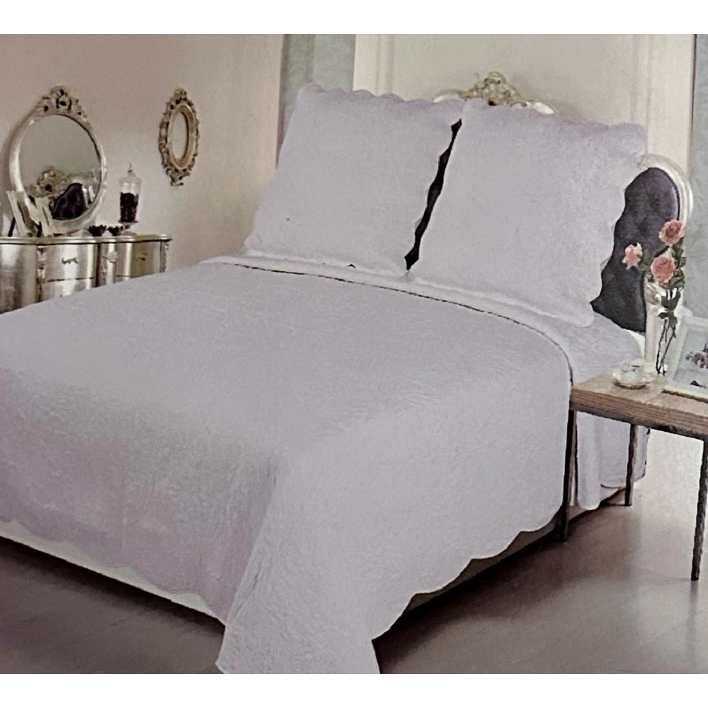 Couvre lit 2 personnes Plaisance 230x250 cm - Boutis coton haut de gamme pour lit double avec 2 taies pour une chambre élégante