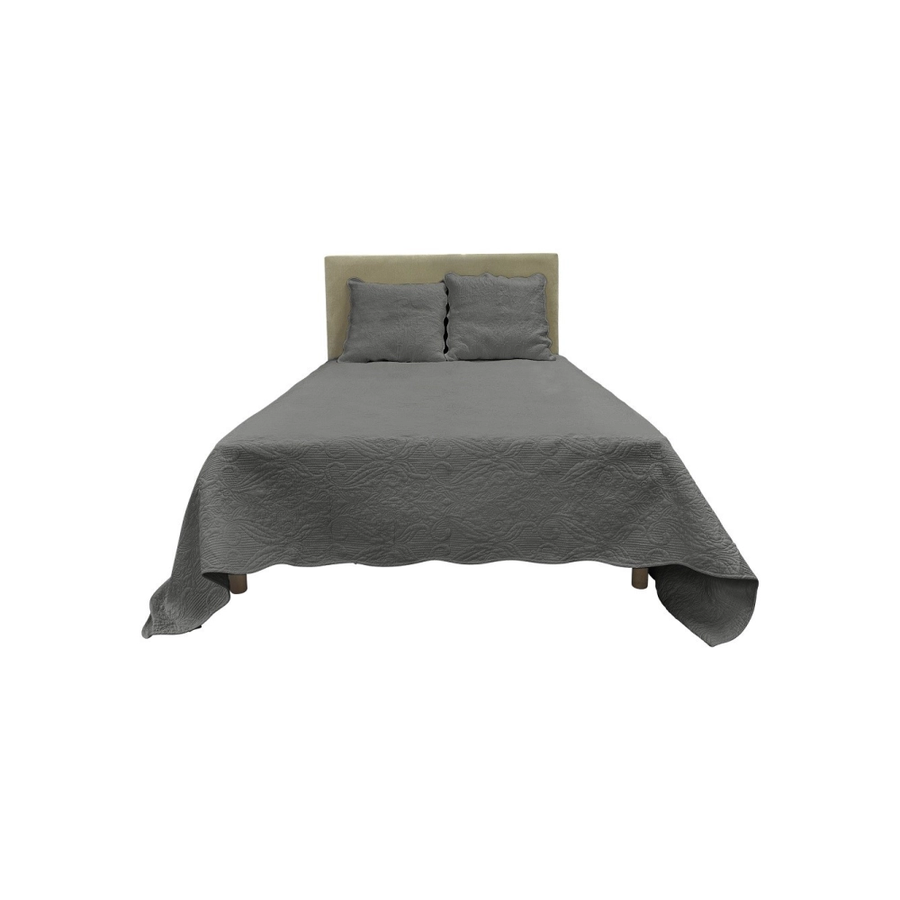 Couvre lit 2 personnes Plaisance 230x250 cm - Boutis coton haut de gamme pour lit double avec 2 taies pour une chambre élégante