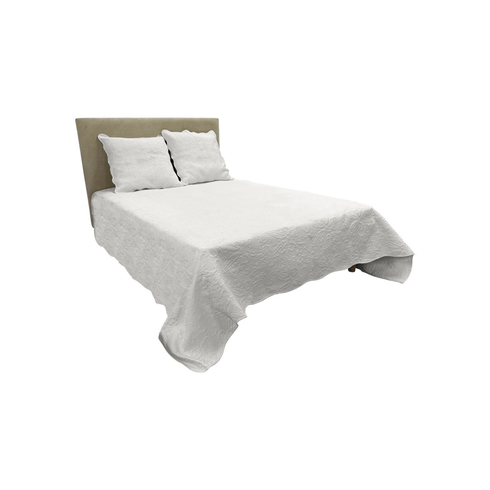 Couvre lit 2 personnes Plaisance 230x250 cm - Boutis coton haut de gamme pour lit double avec 2 taies pour une chambre élégante