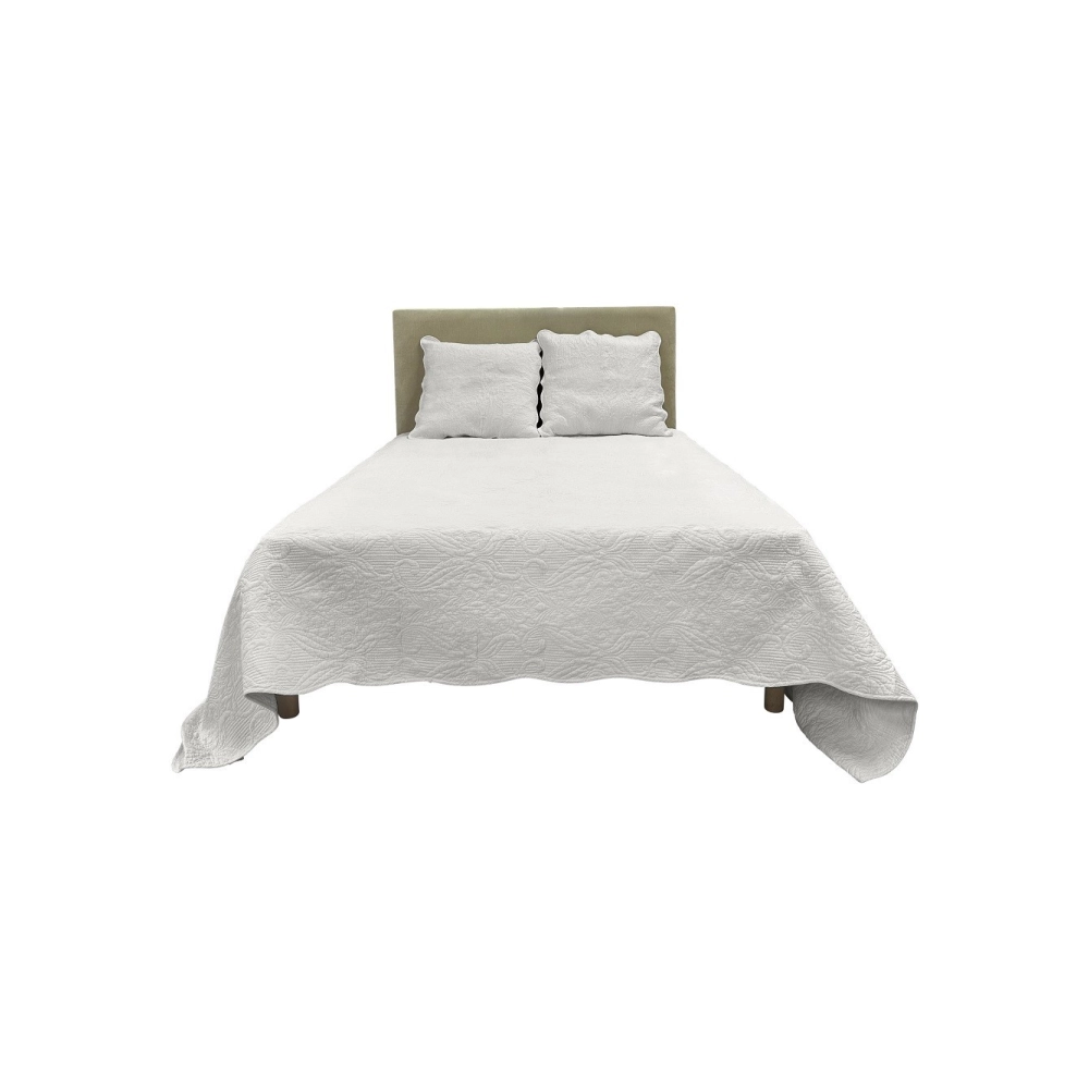 Couvre lit 2 personnes Plaisance 230x250 cm - Boutis coton haut de gamme pour lit double avec 2 taies pour une chambre élégante