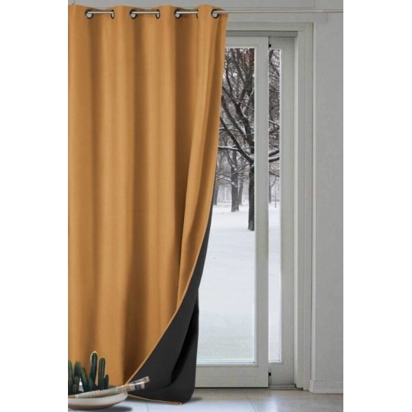 rideau isolant thermique ocre zoom fond maison