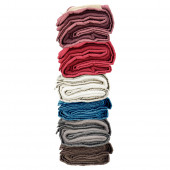 3 couvertures pure laine vierge finition ruban satin