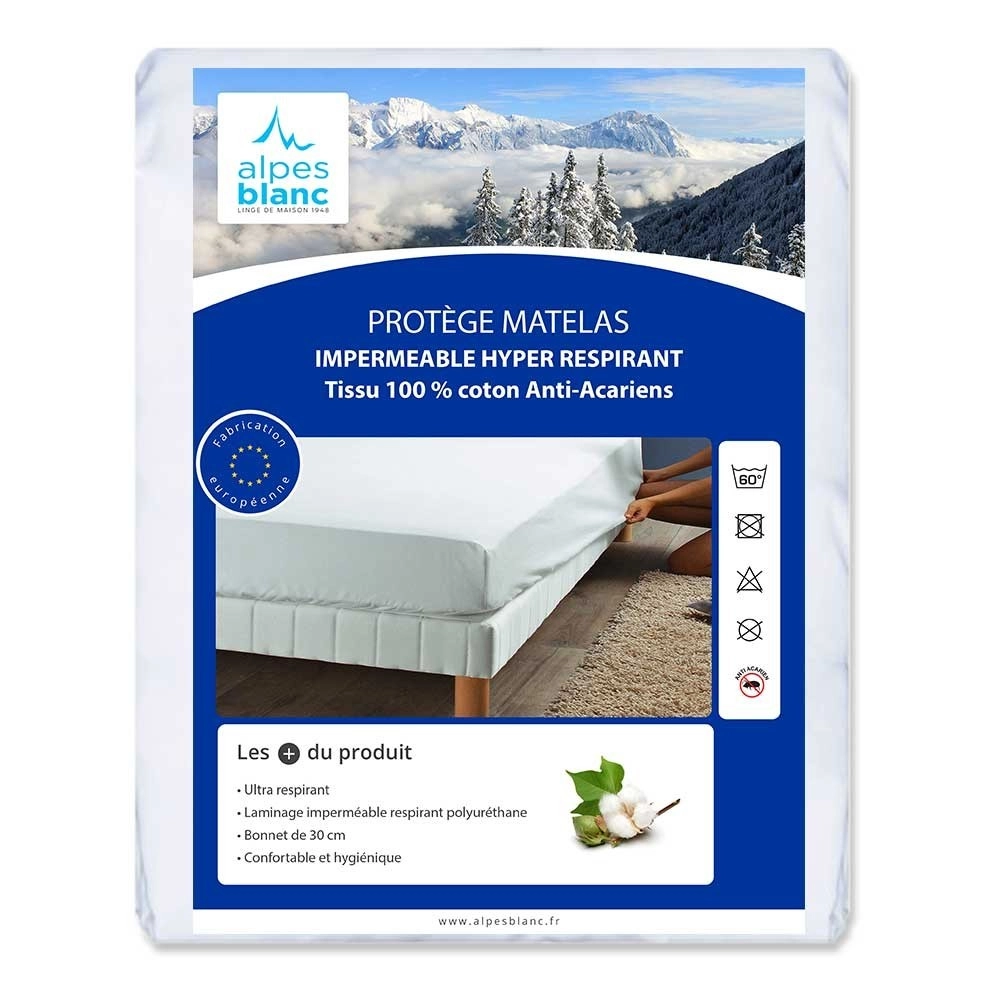 Protège matelas imperméable ultra respirant - Alèse anti-acariens, bonnet 30 cm, confortable et hygiénique, Oeko-Tex