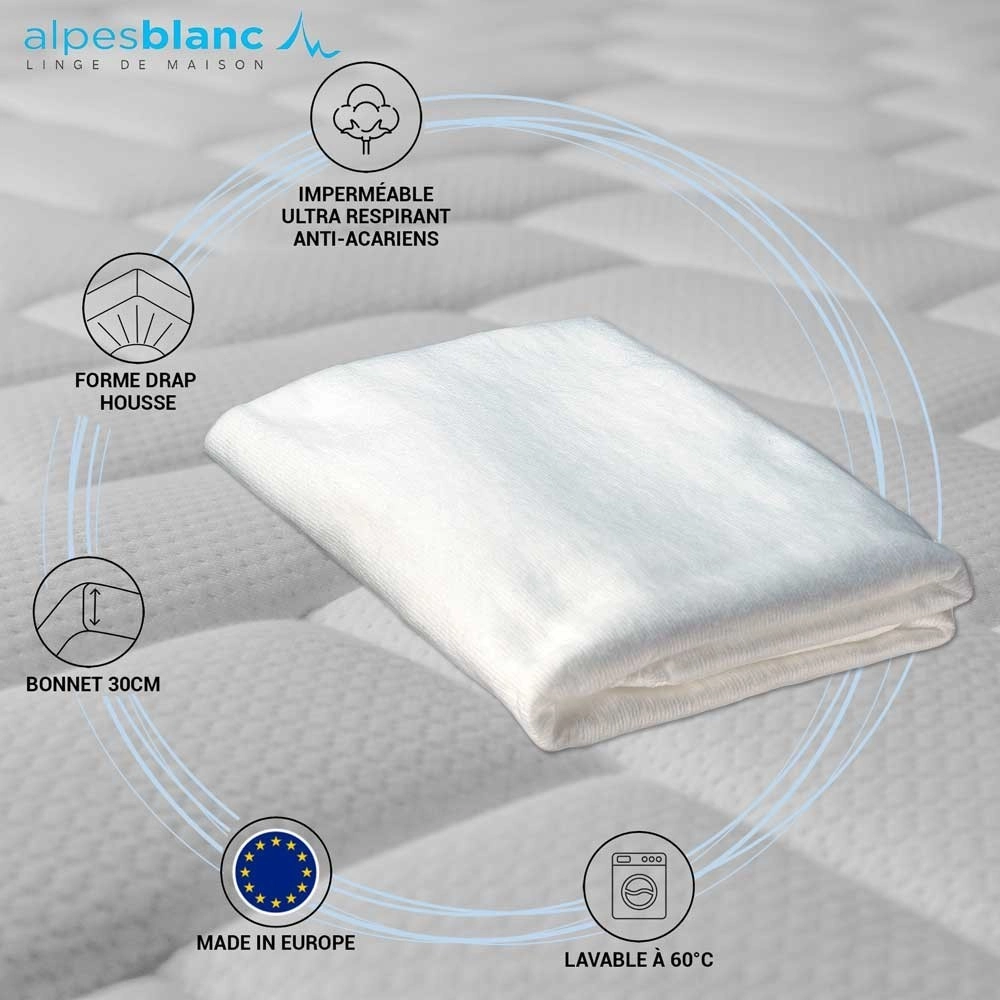 Protège matelas imperméable ultra respirant - Alèse anti-acariens, bonnet 30 cm, confortable et hygiénique, Oeko-Tex