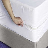 Housse intégrale Matelas anti-acariens pur coton éponge bouclette avec zip fermture éclair