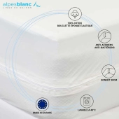 Housse intégrale Matelas - Anti-bactérienne et Anti-acariens - 100% pur coton - Fermeture zippée - Bonnet 30cm