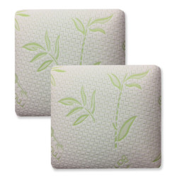 Lot deux oreillers visco bambou mémoire de forme carrés 60x60 cm