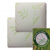 Lot deux oreillers visco bambou mémoire de forme carrés 60x60 cm avec pictogramme
