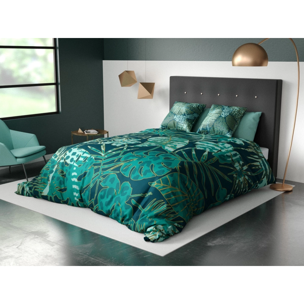 Housse de couette 240x260 cm - Alba Verte + taies pur coton