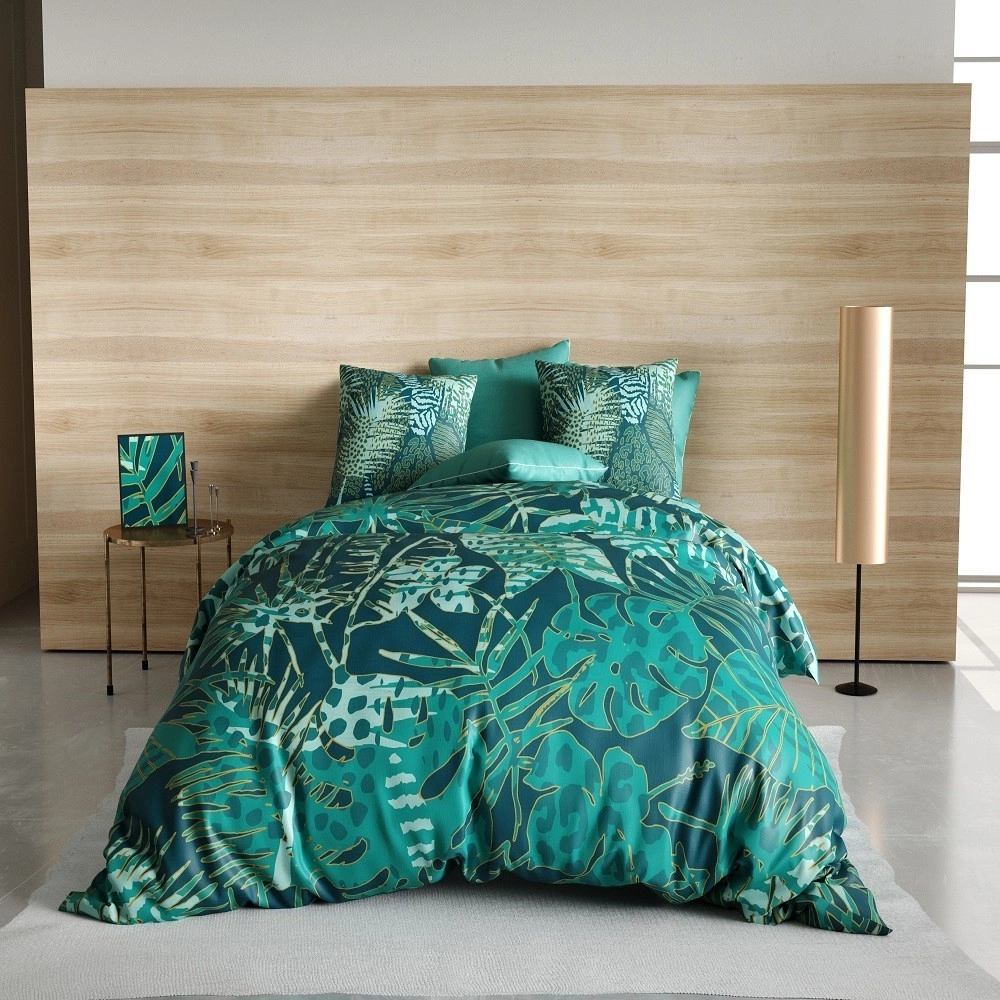 Housse de couette 240x260 cm - Alba Verte + taies pur coton