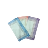 Lot De 6 Mouchoirs Femmes bleu, rose, jaune pur coton