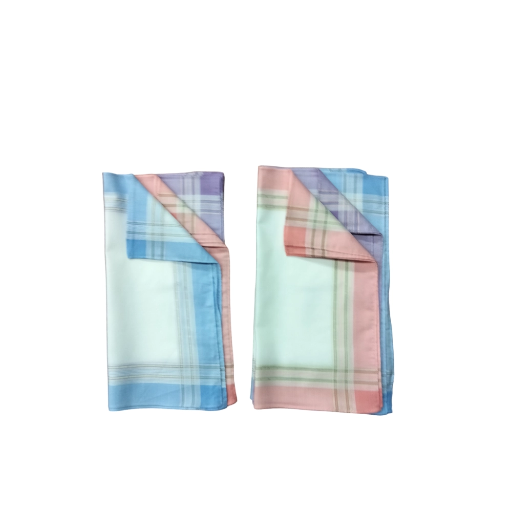 Lot De 6 Mouchoirs Femmes bleu, rose, jaune pur coton