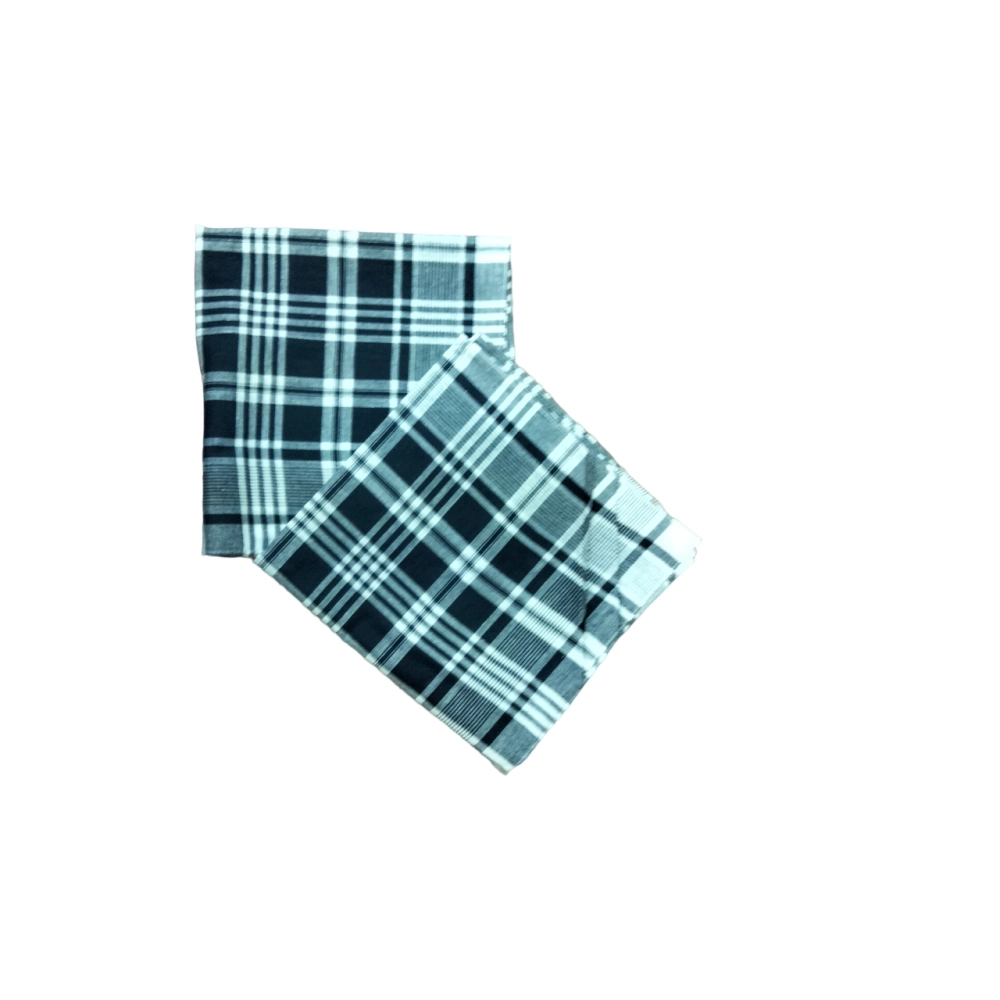 Lot de 12 Mouchoirs de Travail Grands Carreaux Bleu et Blanc - 100% coton - Doux et écologique - 50x50cm