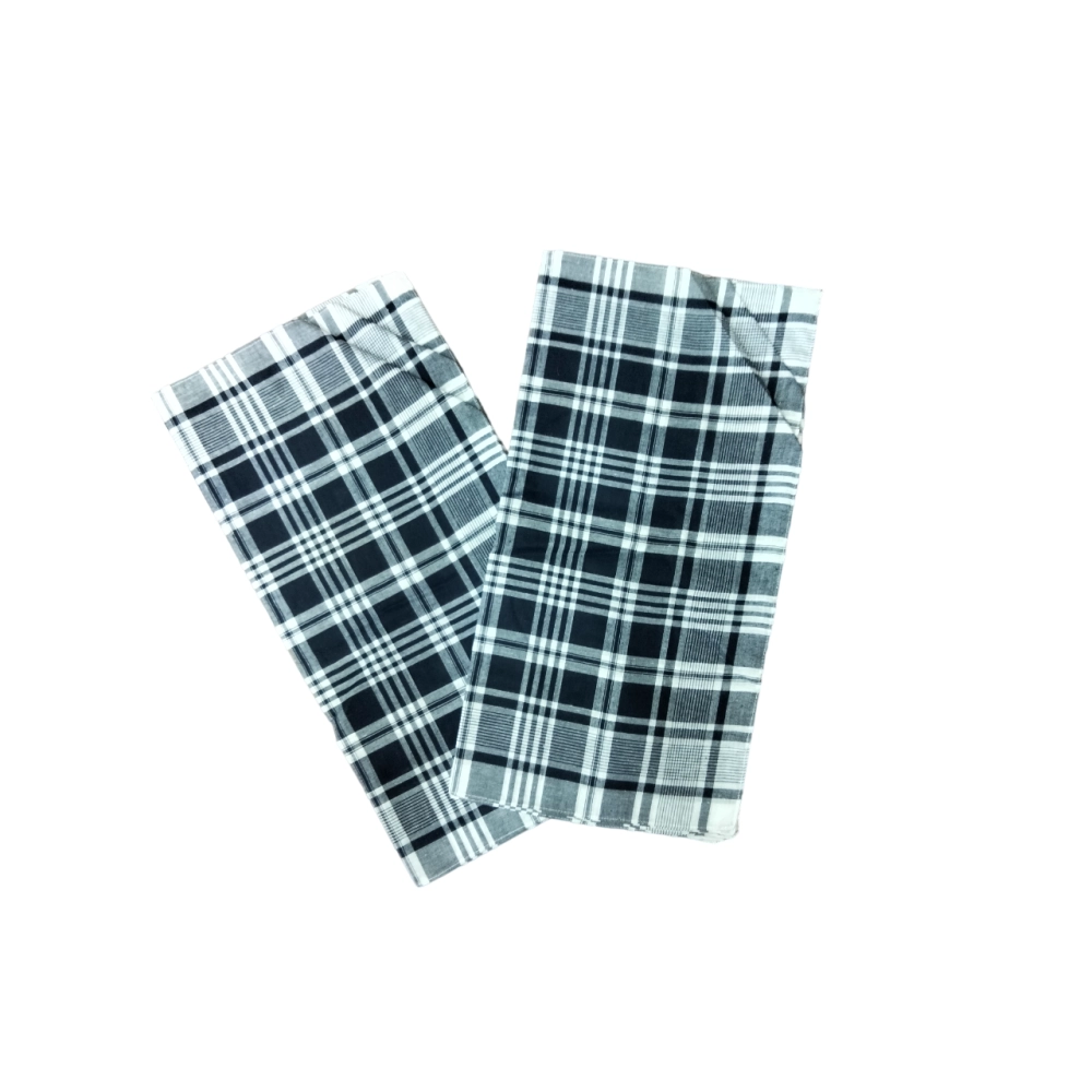 Lot de 12 Mouchoirs de Travail Grands Carreaux Bleu et Blanc - 100% coton - Doux et écologique - 50x50cm