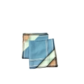 Lot de 12 Mouchoirs Fond coloré 100% Coton - 40x40cm - Bleu, vert, terracotta