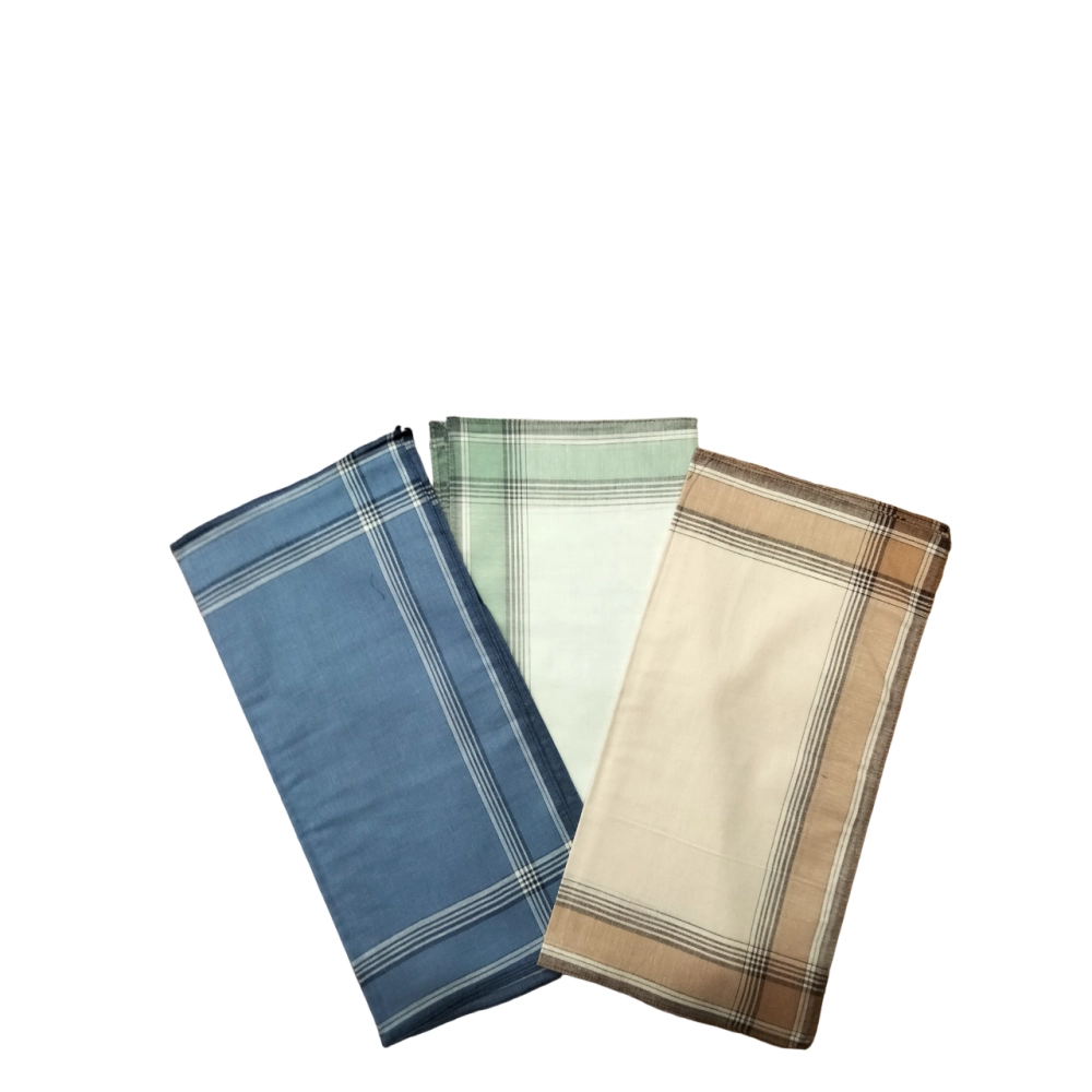 Lot de 6 Mouchoirs Fond coloré 100% Coton - 40x40cm - Bleu, vert, terracotta