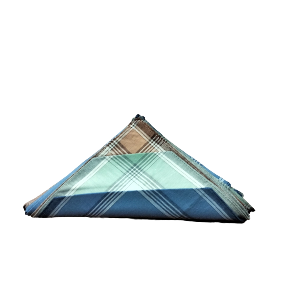 Lot de 6 Mouchoirs Fond coloré 100% Coton - 40x40cm - Bleu, vert, terracotta
