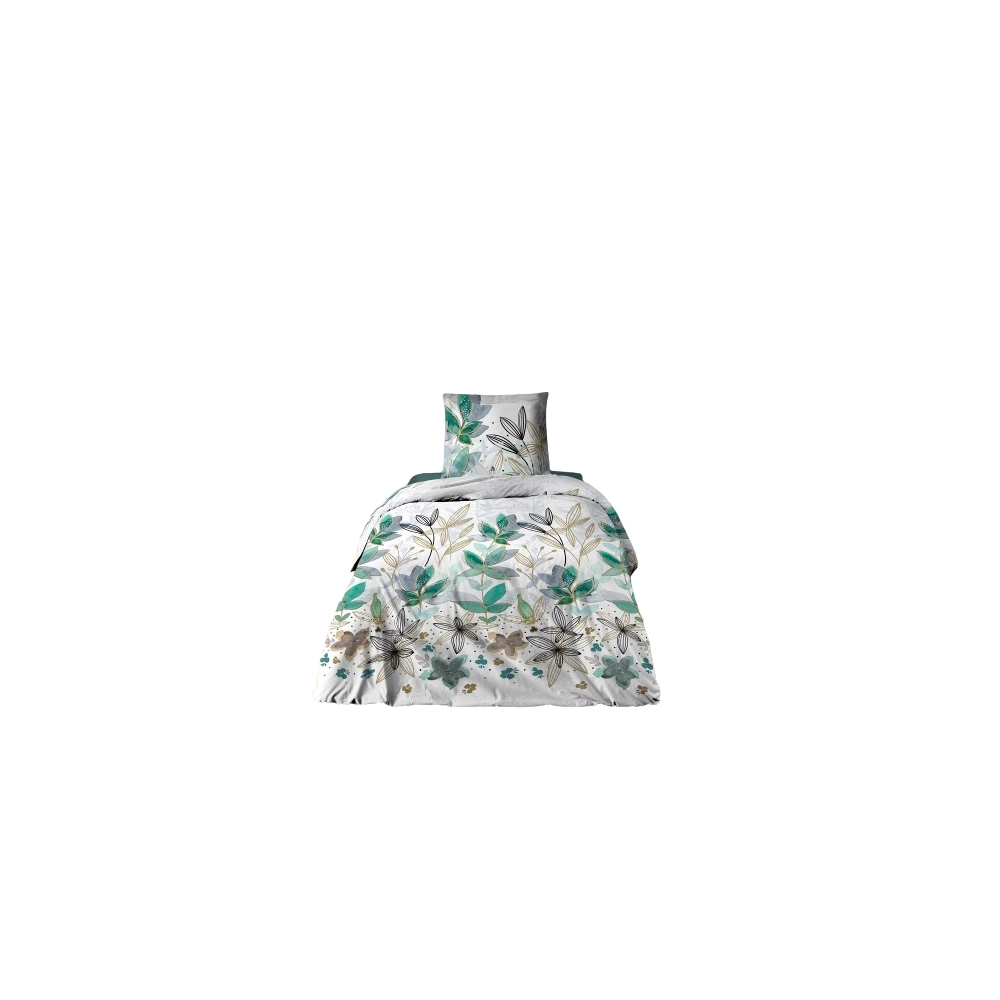 Parure de draps Summer Flower 100 % coton - Motif floral avec drap housse, drap plat et taie(s) 65x65 cm, douceur et fraîcheur