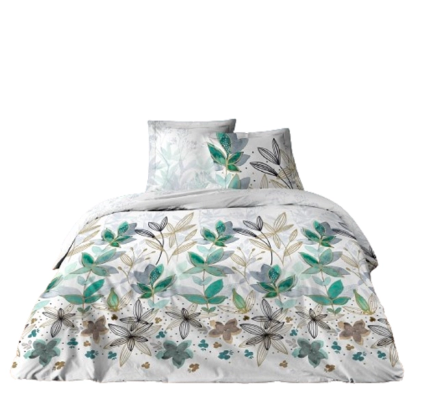 Parure de draps Summer Flower 100 % coton - Motif floral avec drap housse, drap plat et taie(s) 65x65 cm, douceur et fraîcheur