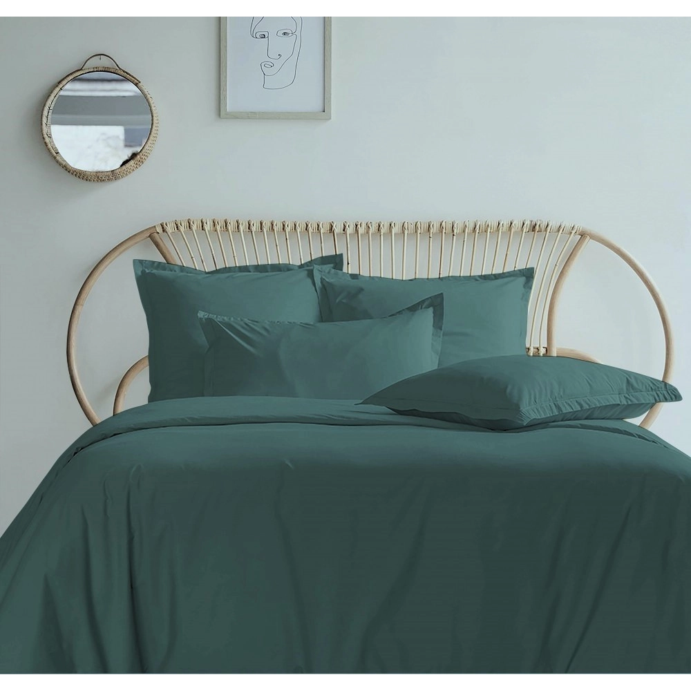 Housse de couette 280x240 + 2 taies 65x65 cm – 100% Percale – Tissage serré 80 fils - Finition rabat – Traitement Easy Care
