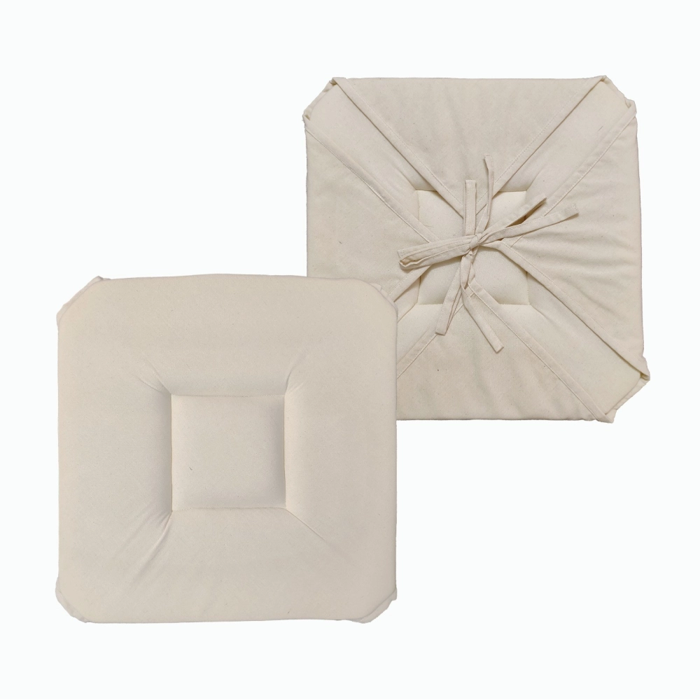 Lot de 6 Galettes de Chaise Beige – Confortables et Épaisses, 38x38 cm Assises Pratiques avec Lanières de Fixation