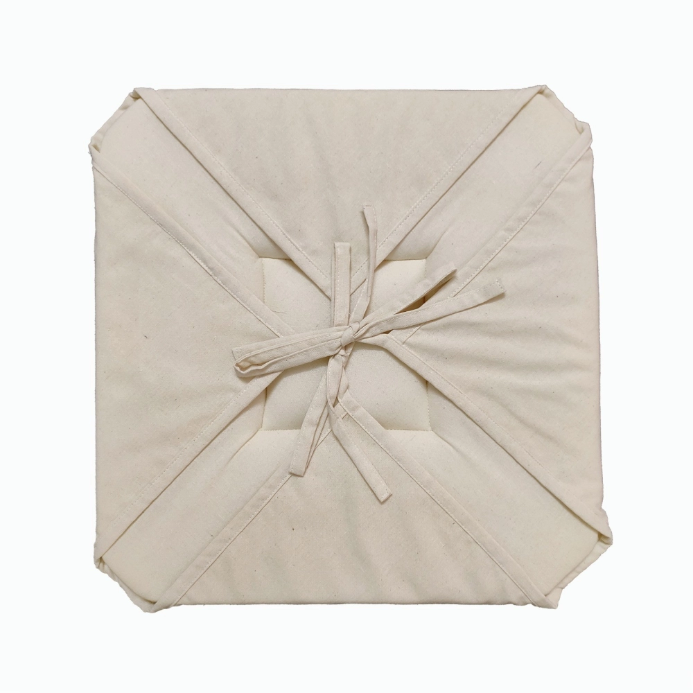 Lot de 6 Galettes de Chaise Beige – Confortables et Épaisses, 38x38 cm Assises Pratiques avec Lanières de Fixation
