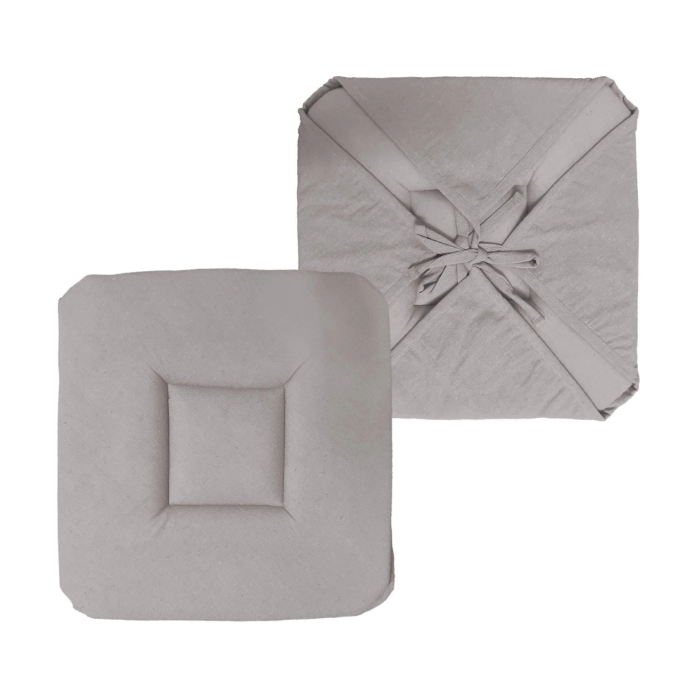 Lot de 6 Galettes de Chaise gris clair 38x38cm – Assise Confortable et Rembourrée – Fixation Par lanières – Déco Moderne