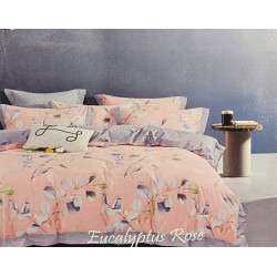 Parure de Draps 160 cm 4 pièces 100% Coton Eucalyptus Rose
