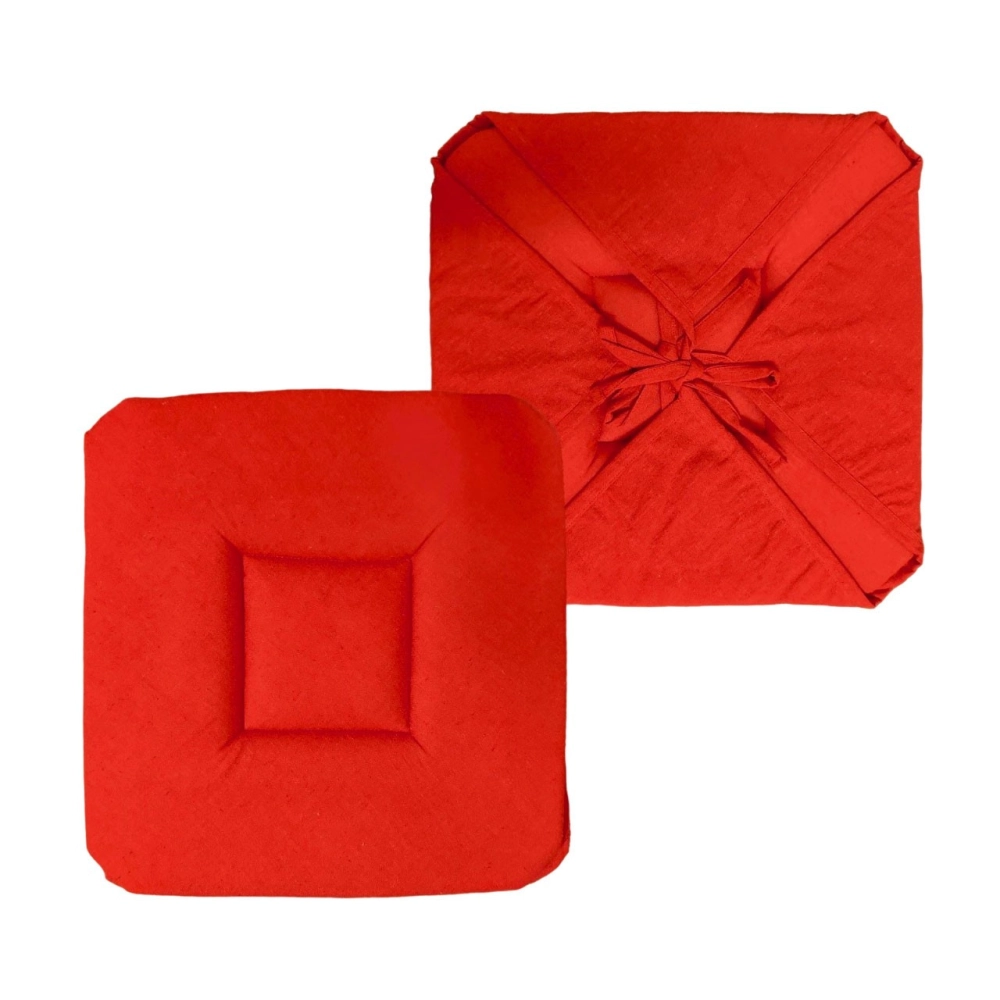 Lot de 6 Galettes de Chaise rouge 38x38 cm – Assise Confortable et Rembourrée – Fixation Solide par Lanières – Déco Chaleureuse