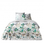 Housse de couette 2 places 100 % coton Summer flower fond blanc