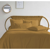 housse de couette percale 240x280 bronze posées sur lit