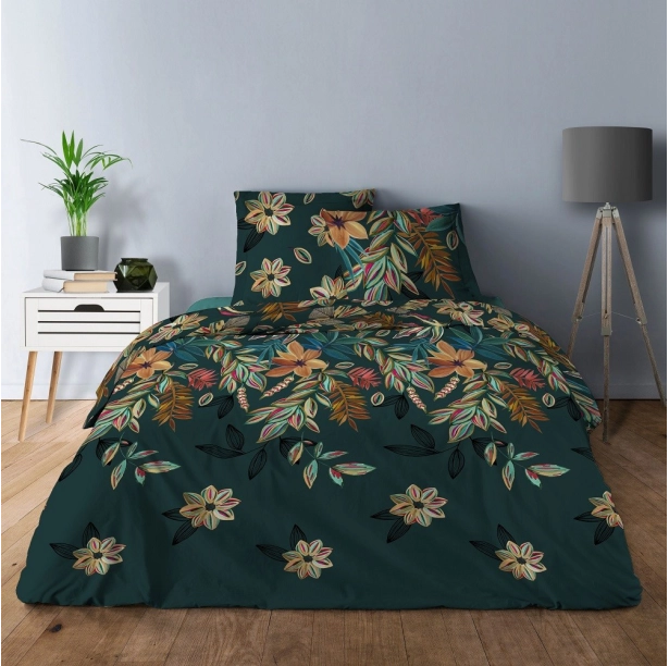 Parure de draps Botanical Garden coton 57 fils - Drap plat, drap housse et taie(s), motif fleuri printanier