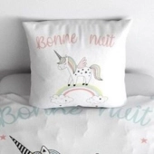 Housse de couette Majesty motifs licorne et arc-en-ciel 140x200 cm + taie 100% coton