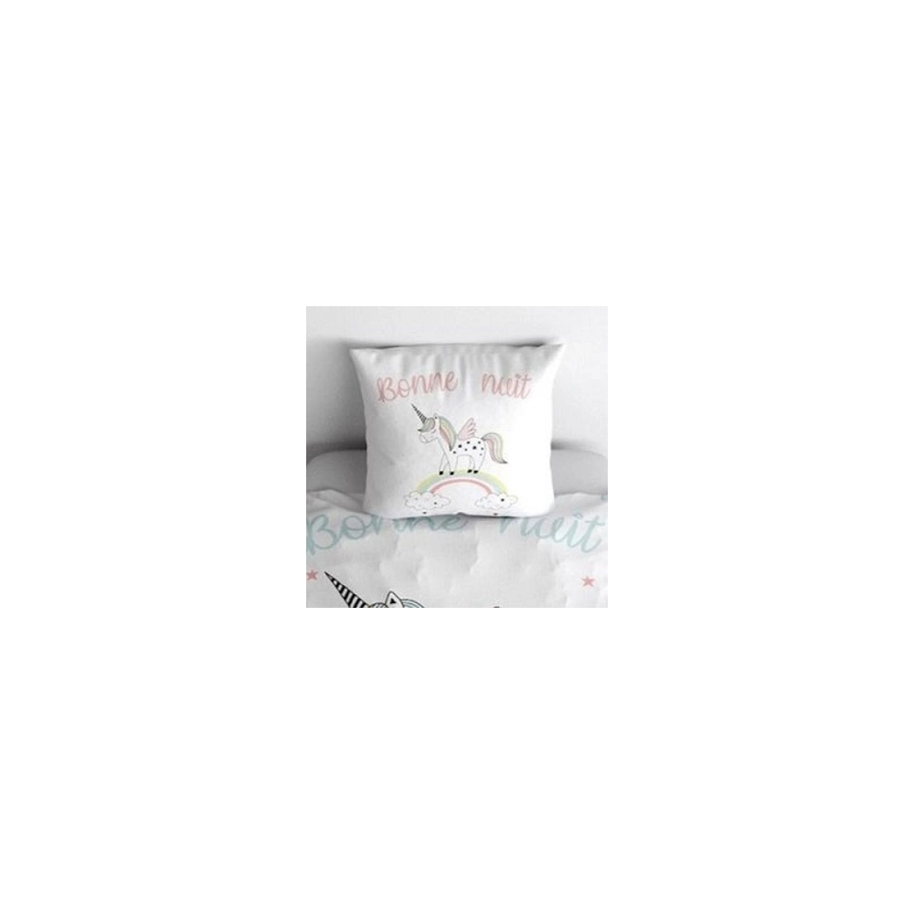 Housse de couette Majesty motifs licorne et arc-en-ciel 140x200 cm + taie 100% coton