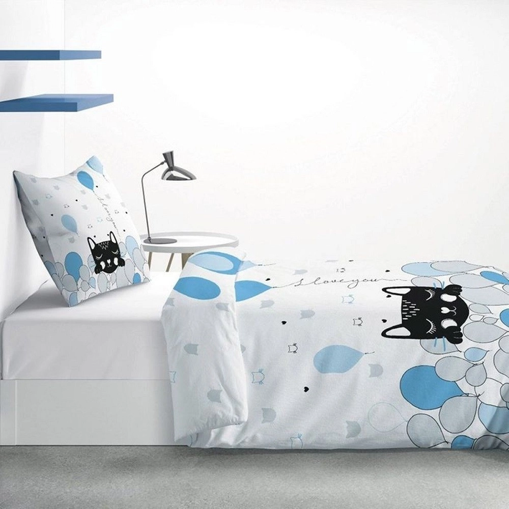 Housse de couette Pussycat Blue 140x200 + 1 taie 100% coton