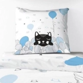 Housse de couette Pussycat Blue 140x200 + 1 taie 100% coton