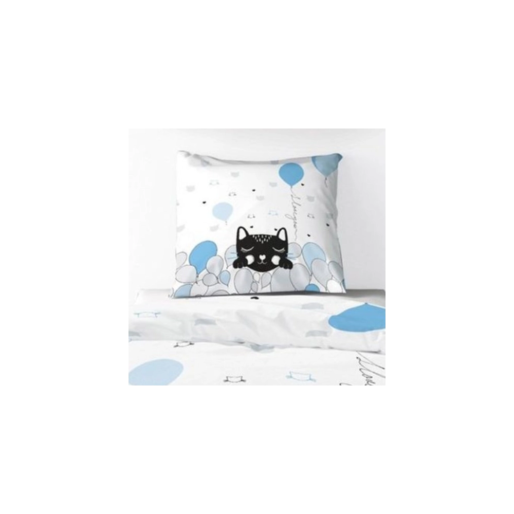 Housse de couette Pussycat Blue 140x200 + 1 taie 100% coton