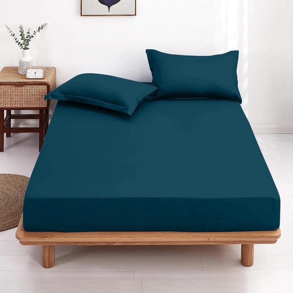 Drap housse uni 100% coton 57 fils/cm² - Fabrication française – Grand bonnet 30 cm – Doux et durable – Couleur grand teint