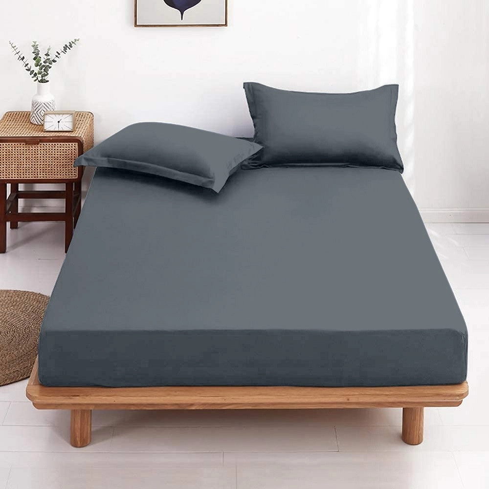 Drap housse uni 100% coton 57 fils/cm² - Fabrication française – Grand bonnet 30 cm – Doux et durable – Couleur grand teint