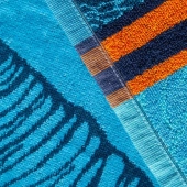 Serviette de plage coquillages bleue & rouge 90x170 cm 100% coton