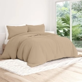 Housse de couette unie 100% percale de coton 80 fils + Taie(s) 65x65 cm – Fabriquée en Europe – Doux et respirant - Oeko-Tex®