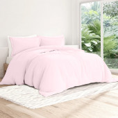 Visuel ambiance - housse de couette unie percale de coton 80 fils/cm² rose poudré