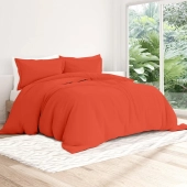 Housse de couette unie 100% percale de coton 80 fils + Taie(s) 65x65 cm – Fabriquée en Europe – Doux et respirant - Oeko-Tex®