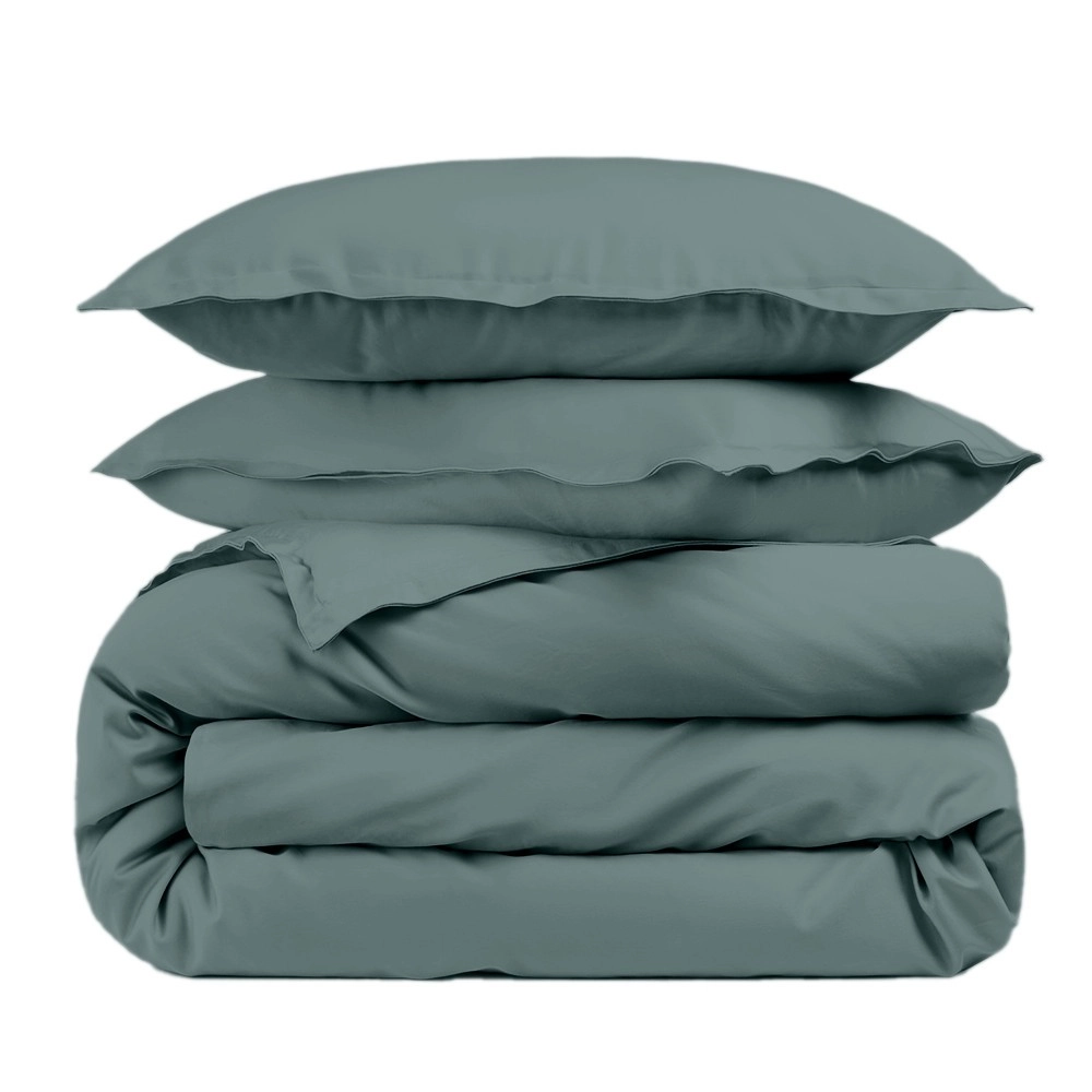 Housse de couette unie 100% percale de coton 80 fils + Taie(s) 65x65 cm – Fabriquée en Europe – Doux et respirant - Oeko-Tex®