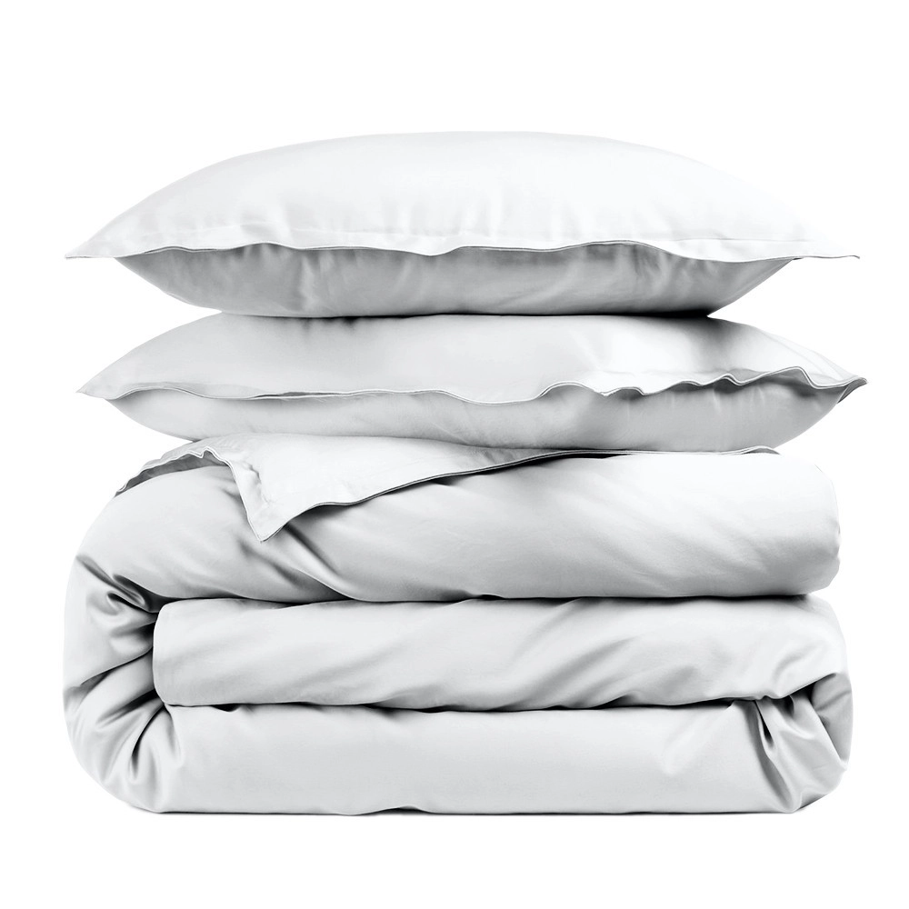 Housse de couette unie 100% percale de coton 80 fils + Taie(s) 65x65 cm – Fabriquée en Europe – Doux et respirant - Oeko-Tex®