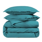 Housse de couette unie 100% percale de coton 80 fils + Taie(s) 65x65 cm – Fabriquée en Europe – Doux et respirant - Oeko-Tex®