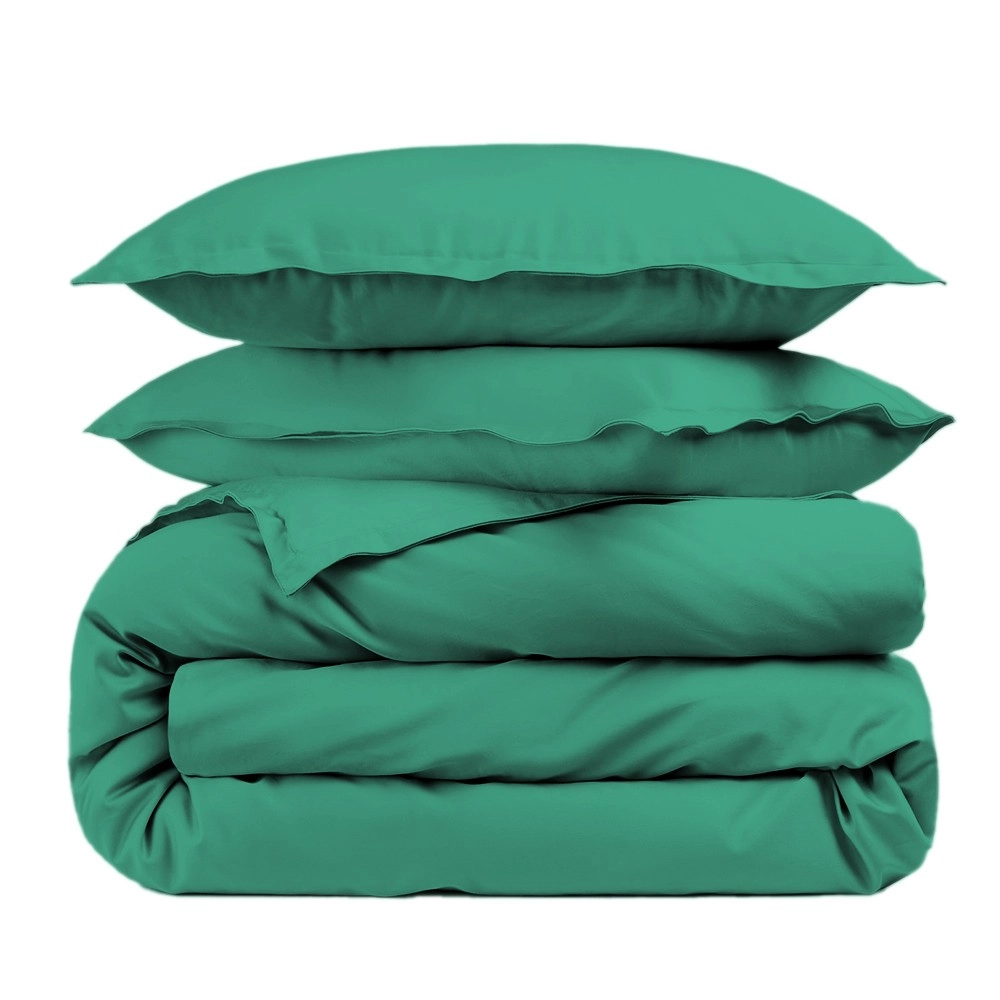 Housse de couette unie 100% percale de coton 80 fils + Taie(s) 65x65 cm – Fabriquée en Europe – Doux et respirant - Oeko-Tex®